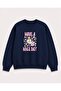 Emoji Flowers Printed 2 Thread Threaded Crew Neck Sweatshirt
