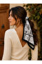 Women's Black Postcard Patterned Cotton 70X70 Imported Scarf Flr6033 - 2