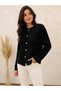 Women's Polo Collar Soft Textured Knitwear Cardigan with Gold Buttons Soft Textured Long Sleeve Stylish Casual Cardigan - 2