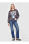 Anthracite Stitch Printed Oversize Women's Sweatshirt - 2