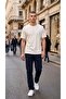 Cream Men's Regular Fit Short Sleeve Basic T-Shirt