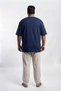 Navy Blue 100% Cotton Oversized Plus Size Men's Printed T-Shirt - 3XL 4XL 5XL 6XL 7XL 8XL 9XL 10XL 11XL T-Shirt - Relaxed Fit - 4