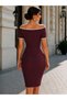 Women's off-the-shoulder short janjan crepe dress with ribbon detail - 2
