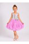 Girl's Pink Tutu Skirt with Pearl Details and Straps Birthday Party Dress - 2