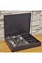 Wooden Black 12 Compartment Watch 4 Compartment Glasses Box Decorative Storage Box Organizer