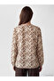 Peak New Season Beige Crew Neck Patterned Blouse - 4