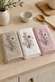 Lina Floral Embroidered 3-Piece Boxed Face Towel Set 30X50 cm Kitchen Towels - 6