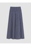 Vizyon New Season Navy Blue High Waist Plaid A-Line Skirt - 5