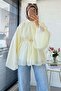Premium Hakim Yaka Volan Sleeve Voile Blouse - Yellow - 7