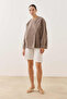 Striped Modal Kimono Shirt Brown - 3