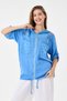 Women's Blue Italian 100% Linen Mesh Hooded Zippered Linen Jacket Size 38 - 44 - 4