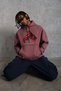 Men's Hooded Pocket Box Glove Printed 3 Thread Sweatshirt Hoodie - Dusty Rose - 3
