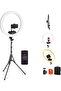 Professional 18 Inch Ring Light with Tripod Stand Holder, 45W Remote Shutter App Control, Vid