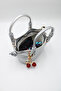 Women's Silver Knot Detailed Crossbody Hand and Shoulder Bag with Cherry Charm Accessory - 7