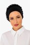 Lux Ruffled Ribbed Tie-Back Black Combed Cotton Bonnet (Cotton & Lycra Fabric, Non-Slip, Islamic Clothing, Lightweight, Comfortable, Stylish) - 7
