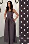 Women's Plum Polka Dot Strapless Pleated Maxi Cotton Dress with Pockets - 2