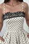 Women's Ecru Polka Dot Lace Thin Strap Square Neck Pocketed Flared Maxi Dress - 3