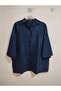 Cotton-Viscose Summer Shirt, Three-Quarter Sleeves, Oversize, Buttoned Shirt - 6