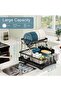 Dish Drying Rack, Space-Saving Dish Rack for Kitchen Counter, Dish Drainer with Drainboard, Utensil - 4