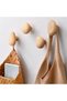 Wooden wall hooks, 4-piece set of natural wood coat hooks, pebble-shaped decorative hooks, suitable for hanging towels, clothes and bags. - 3