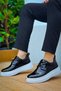 Zrk-X3 Premium Thick Sole Black and White Patent Leather Lace-Up Men's Casual Classic Shoes - 4