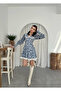 Women's Patterned Mini Dress Floral Doll Collar Ruffled Long Sleeve - 4