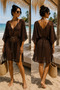 Voile Kraş Pareo Dress-Bohemian Voile Kraş Pareo Tunic-Natural Textured Beach Tunic - 2