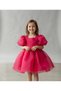 Fuchsia Karolin Balloon Skirt Balloon Sleeves Ribbon Girls' Baby Girl Dress - 2