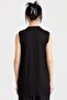 Chiffon Front Sleeveless Combed Cotton Undergarment - Black - 6