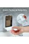 2-Pack Wall-Mounted Soap Dish with Lid, Waterproof & Dustproof No-Drill Transparent Self-Draining Storage Tray for Bathroom & Kitchen, White - 3