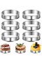 A set of 6 stainless steel tart rings – 8cm tart rings – non-stick coating – round tart rings