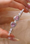 Pink Heart Princess Model Silver Color Handcuff Bracelet - 2
