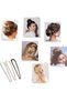 - 3-piece Hair Clip Metal French Twist Hair Fork Gold Silver Black - 3
