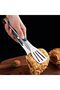 Stainless steel food tongs, suitable for grilling and bread making, measuring 28.5 x 4.5 cm. - 4
