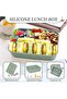 1pc Leakproof silicone Bento lunch box, compartments, olive green, microwave dishwasher freezer safe - 5