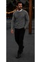 Men's Basic Winter Long Anthracite Sweater - 2