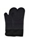 Black silicone oven mitts, 37cm, heat resistant up to 230°C, 2 pieces.