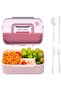 3-Tier Leak-Proof Bento Lunch Box for Kids & Adults, Microwave & Dishwasher Safe Snack Container (Pink)