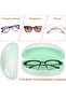 2-piece hardcase glasses case, leather fabric sunglasses pouch swimming goggles case, universal glasses case, light green gradient - 3