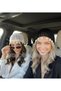 Set of 2 Hand Knitted Mesh Beanies with Glittery Seashell Detail Bohemian Bandana (Black-White) - 2