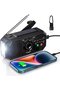 Solar Wind-Up Emergency Radio and Battery - USB Phone Charger - Solar Power Bank - Flashlight - Black