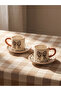 Esvab • Modern & Distinctive Leopard Embroidered Porcelain Coffee Cup Set for 2 People 100 ml