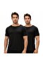Men's Cotton Undershirts 2 Pack, 95% Egyptian Cotton Breathable Half Sleeve Crew Neck - Black