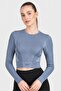 Women Sportswear Fit Long Sleeve Training Top, Ash Blue