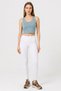 Women Brand Logo Padded Sports Bra, Light Blue - 3