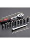 12-piece set of 6.35mm ratchet wrench, socket wrench, and machine tool set, featuring quick-release reversible ratchet handles and extension bars. - 4