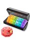 Weekly Pill Box, 4-Day & 7-Day Daily Organizer with 28 Extra-Large Compartments for Travel & Vitamins, Rainbow