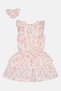Toddlers Girl 2 Pcs Floral Print Dress With Scrunchies, Multicolor - 3
