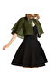 Women's chiffon blouse, solid color button sun protection shawl/scarf - green