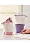 Telescopic pencil case, pen holder, PU corduroy stand-up storage bag, purple - 4